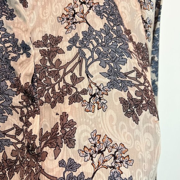 Tree Patterned Loose Silk Shirt - Beige - Picture 10 of 10